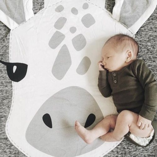  Lzttyee Cotton Round Giraffe Nursery Rug Baby Floor Playmats Crawling Mat Game Blanket for Kids Room Decoration Dark Gray