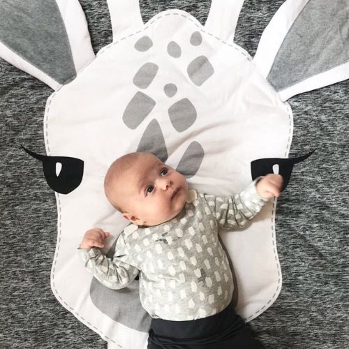  Lzttyee Cotton Round Giraffe Nursery Rug Baby Floor Playmats Crawling Mat Game Blanket for Kids Room Decoration Dark Gray