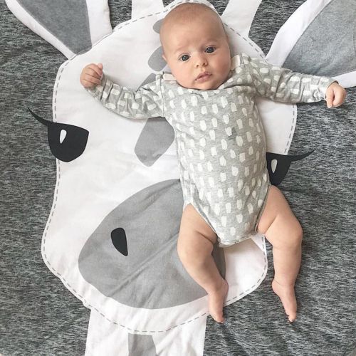  Lzttyee Cotton Round Giraffe Nursery Rug Baby Floor Playmats Crawling Mat Game Blanket for Kids Room Decoration Dark Gray