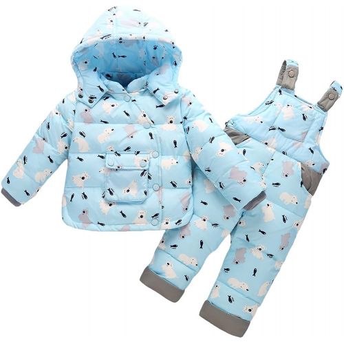  M&A Baby Girls Snowsuit 2-Piece Down Jacket and Snow Bib