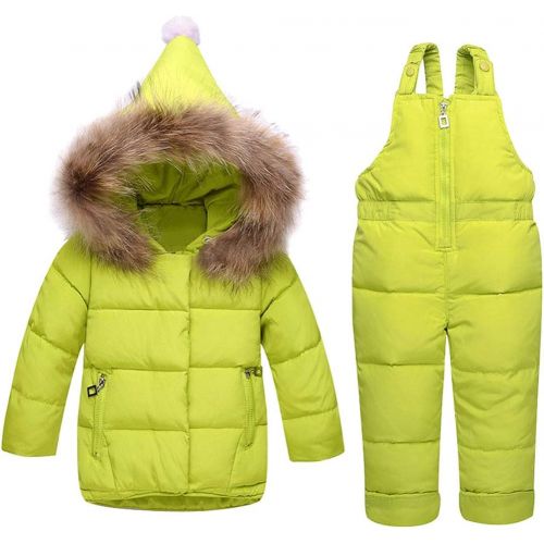  M&A Baby Girls Boys Winter Hooded Down Coat Puffer Jacket and Bib Pants 2Pcs Set