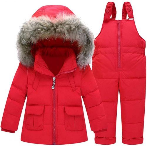  M&A Baby Girls Boys Winter Hooded Down Coat Puffer Jacket and Bib Pants 2Pcs Set