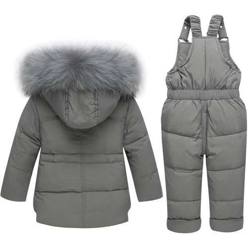  M&A Baby Girls Boys Winter Hooded Down Coat Puffer Jacket and Bib Pants 2Pcs Set