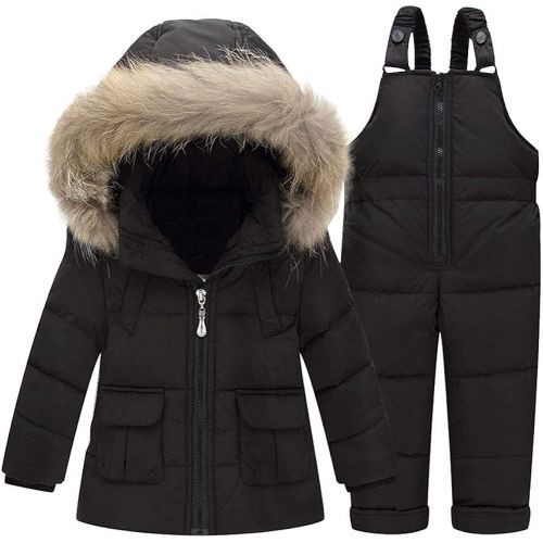  M&A Baby Girls Boys Winter Hooded Down Coat Puffer Jacket and Bib Pants 2Pcs Set