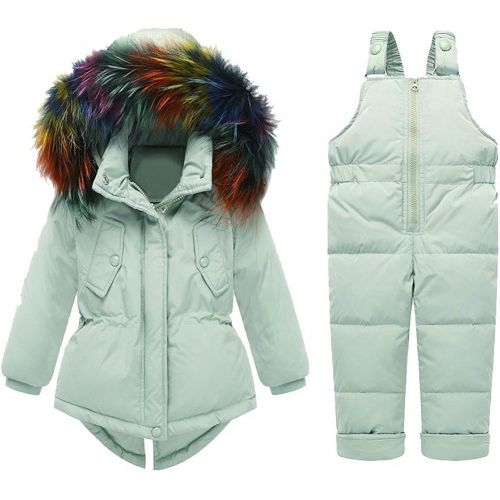  M&A Baby Girls Boys Winter Hooded Down Coat Puffer Jacket and Bib Pants 2Pcs Set