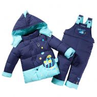 M&A Baby Girls Boys Cartoon Snowsuit 2-Piece Jacket and Snow Bib
