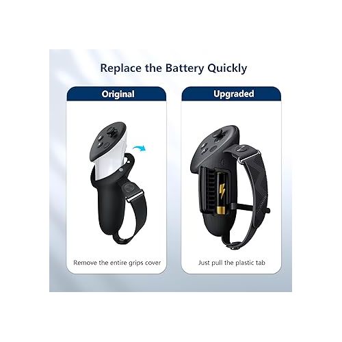  AMVR Upgraded Controller Grips Cover Compatible with Meta/Oculus Quest 3 Accessories, with Battery Opening Cover and Knuckle Straps Protector(Not for Charging Dock)