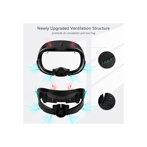  AMVR Face Cover Pad Facial Interface Compatible with Meta/Oculus Quest 3 Accessories,with Soft PU Face Cushion Pad Replacement for Quest 3 and Breathable Ice Silk Cotton(Not for Official Charger Dock)