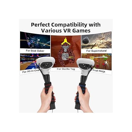  AMVR Handle Attachments Accessories for Quest 2/Quest/Rift S Controllers Extensions, Vr Gorilla Tag Long Arms Extension Grip,Compatible with Oculus/Meta Quest 2 Beat Saber Handle, Supernatural, etc.