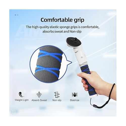  AMVR 3-in-1 Handle Attachment Compatible with Meta/Oculus Quest 3 Accessories,Beat Saber Handles,VR Gorilla Tag Long Arms Extension Grip,for Quest 3 Golf Club Attachment,VR Game(Not for Charging Dock)