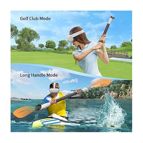  AMVR 3-in-1 Handle Attachment Compatible with Meta/Oculus Quest 3 Accessories,Beat Saber Handles,VR Gorilla Tag Long Arms Extension Grip,for Quest 3 Golf Club Attachment,VR Game(Not for Charging Dock)