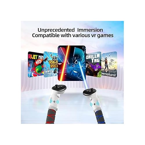  AMVR Handle Attachments Compatible with Meta/Oculus Quest 3 Controller Accessories, Controller Extension Grips for VR Game Gorilla Tag Long Arms Sticks,Beat Saber Handle(Not for Charging Dock)