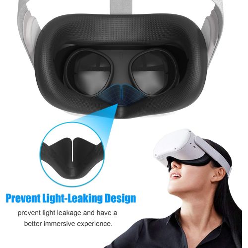  [아마존베스트]M AMVR AMVR VR Silicone Face Cover for Oculus Quest 2 Headset, Sweatproof Waterproof Anti-Dirty Replacement Facial Cushion Oculus Pads Accessories (Black, 1pcs)