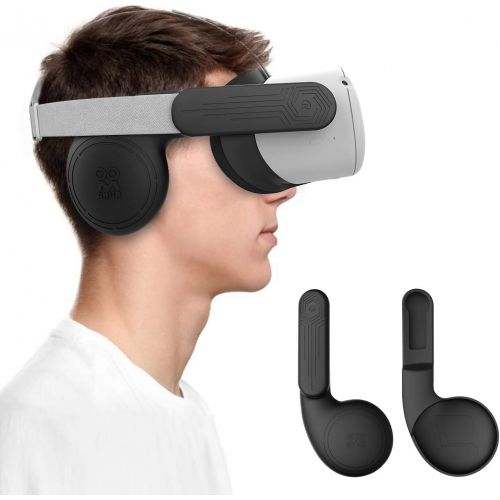  [아마존베스트]M AMVR AMVR Silicone Ear Muffs for Oculus Quest 2 VR Headset to Enhanced Headset Sound, Quest 2 Accessories Headphone Extension Cover (Black, 1 Pair)