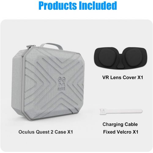  [아마존베스트]M AMVR AMVR Small and Portable Fashion Travel Case for Oculus Quest 2, Storing VR Gaming Headset and Touch Controllers Accessories Carrying Bag (Light Gray, Small)