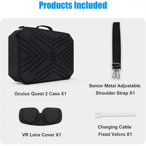  [아마존베스트]M AMVR AMVR Small and Portable Fashion Travel Case for Oculus Quest 2, Storing VR Gaming Headset and Touch Controllers Accessories Carrying Bag (Black, Large)