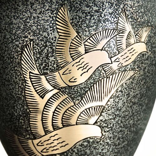  MEILINXU Funeral Urn Adult Ashes, Cremation Urn for Human Ashes Adult - Hand Made in Brass Hand Engraved Display Burial Urn At Home or in Niche at Columbarium (Golden Arcadia Flying Birds,