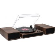 MPK Bluetooth Turntable Player,Vinyl Record Player with Hi-fi Bookshelf Speakers,3-Speed Vintage Turntable,Retro LP Player with Modern Smooth Design,Bluetooth Input & Auto Stop, Classic Walnut Wood