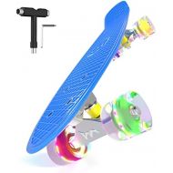 M Merkapa Merkapa 22 Complete Skateboard with LED Wheels Cruiser Plastic Skateboard for Beginners Kids Girls Adults Birthday Gift Children’s Day Present (Pink Spindift)