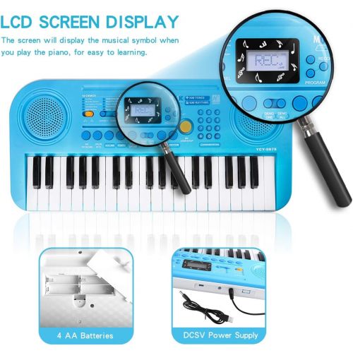  [아마존 핫딜] [아마존핫딜]M SANMERSEN Piano for Kids, 37 Keys Dual-Speakers Electronic Piano LCD Screen Display Piano for Kids , 2019 Newest Piano Keyboards Musical Educational Toys Gifts for 3-12 Years Boy