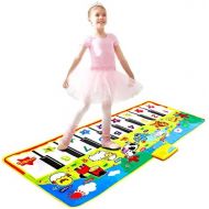 [아마존베스트]M SANMERSEN Piano Music Mat, Music Dance Mat, Keyboard Play Mat, Animal Blanket Carpet Playmat, Musical Touch Play Game Gifts for Kids Toddlers Girls Boys, 53 x 23