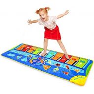 [아마존베스트]Musical Piano Mat, Piano Keyboard Play Mat with 8 Musical Instruments + Play -Record -Playback -Demo-OKOT-Mode, Birthday Christmas Easter Day Gift for Kids Toddler Girls Boys, 50 x