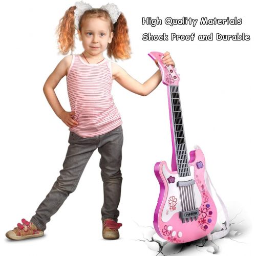  [아마존베스트]M SANMERSEN Kids Guitar for Girls Boys, Kids Toy Guitar, Pink Guitar Musical Instruments Birthday Gift Party Favor for Kids