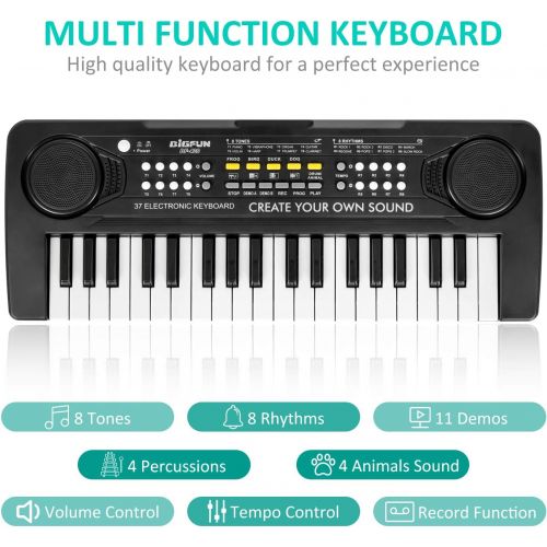  [아마존베스트]M SANMERSEN ElectronicPiano Keyboard 37 Key Music Keyboard Piano for Kids Portable Musical Instrument Multi-function Keyboard for Kids Piano Music Teaching Toys