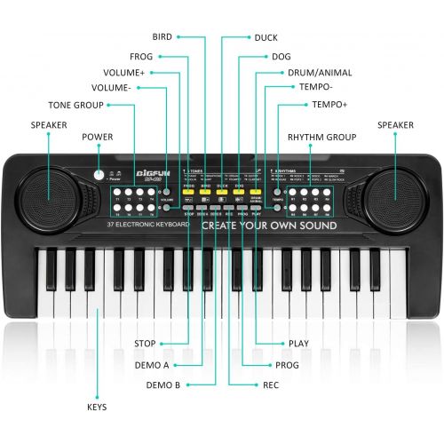  [아마존베스트]M SANMERSEN Kids Piano, Piano Keyboard for Kids Electronic Keyboard 37 Keys with 4 Drums / Animals Sound / 11 Demos Portable Piano Toys for Beginners Girls Boys Ages 3-8