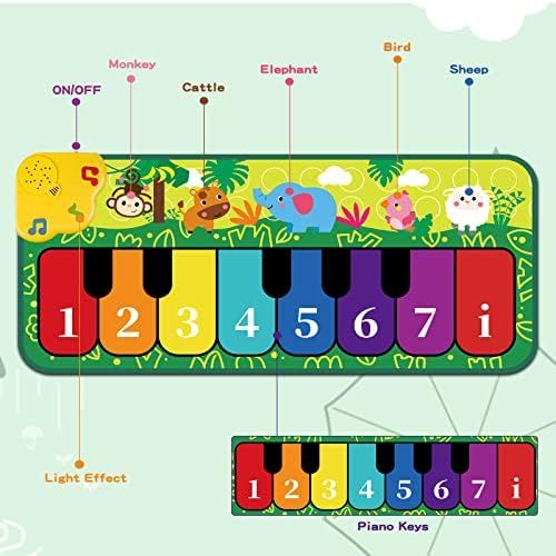  [아마존베스트]M SANMERSEN Music Mat for Kids, Keyboard Play Mat Musical Dance Mat with 5 Animal Sounds Touch Play Mat for Kids Boys Girls