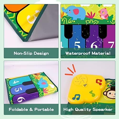  [아마존베스트]M SANMERSEN Music Mat for Kids, Keyboard Play Mat Musical Dance Mat with 5 Animal Sounds Touch Play Mat for Kids Boys Girls