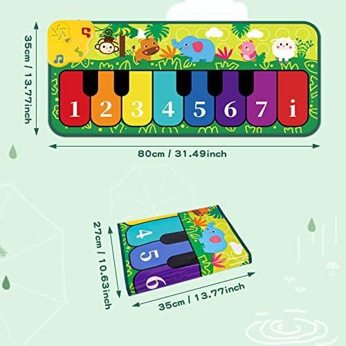  [아마존베스트]M SANMERSEN Music Mat for Kids, Keyboard Play Mat Musical Dance Mat with 5 Animal Sounds Touch Play Mat for Kids Boys Girls