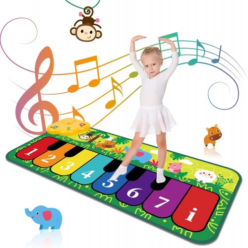  [아마존베스트]M SANMERSEN Music Mat for Kids, Keyboard Play Mat Musical Dance Mat with 5 Animal Sounds Touch Play Mat for Kids Boys Girls