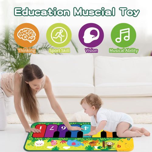  [아마존베스트]M SANMERSEN Music Mat for Kids, Keyboard Play Mat Musical Dance Mat with 5 Animal Sounds Touch Play Mat for Kids Boys Girls