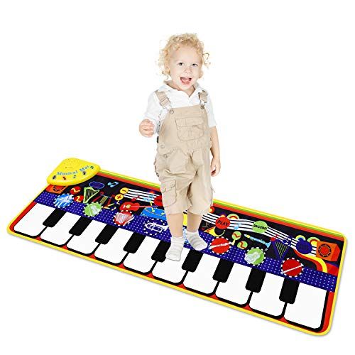  [아마존베스트]M SANMERSEN Piano Mat for Kids, Kids Keyboard Play Mats with 8 Instrument Sounds/ 10 Demos/ Record & Playback /Adjustable Volume Electronic Music Mat Touch Play Mat Toys for Boys G