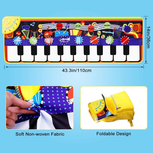  [아마존베스트]M SANMERSEN Piano Mat for Kids, Kids Keyboard Play Mats with 8 Instrument Sounds/ 10 Demos/ Record & Playback /Adjustable Volume Electronic Music Mat Touch Play Mat Toys for Boys G