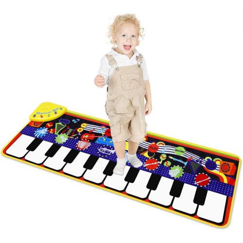  [아마존베스트]M SANMERSEN Piano Mat for Kids, Kids Keyboard Play Mats with 8 Instrument Sounds/ 10 Demos/ Record & Playback /Adjustable Volume Electronic Music Mat Touch Play Mat Toys for Boys G