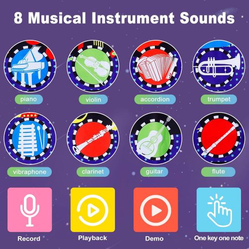  [아마존베스트]M SANMERSEN Piano Mat for Kids, Kids Keyboard Play Mats with 8 Instrument Sounds/ 10 Demos/ Record & Playback /Adjustable Volume Electronic Music Mat Touch Play Mat Toys for Boys G