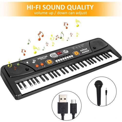  [아마존베스트]M SANMERSEN Piano for Kids with Microphone, Kids Piano Keyboard for Beginners Portable Electronic Keyboard with MP3 Function/ Led Display 61 Keys Musical Piano Toys for Boys Girls