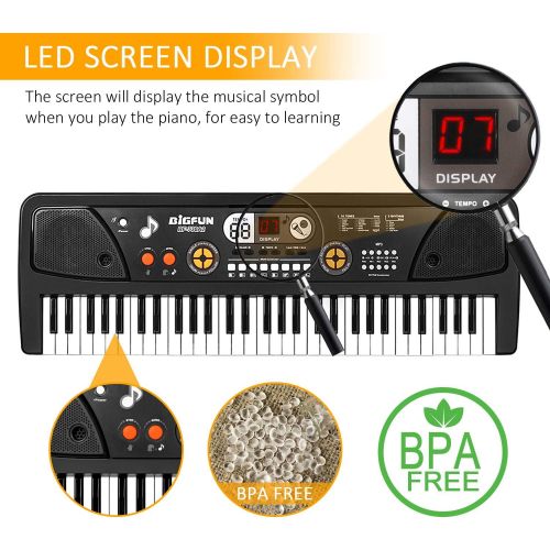  [아마존베스트]M SANMERSEN Piano for Kids with Microphone, Kids Piano Keyboard for Beginners Portable Electronic Keyboard with MP3 Function/ Led Display 61 Keys Musical Piano Toys for Boys Girls