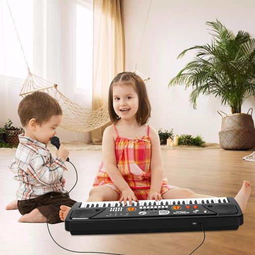  [아마존베스트]M SANMERSEN Piano for Kids with Microphone, Kids Piano Keyboard for Beginners Portable Electronic Keyboard with MP3 Function/ Led Display 61 Keys Musical Piano Toys for Boys Girls