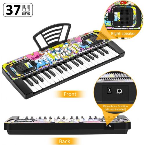  [아마존베스트]M SANMERSEN Piano Keyboard for Kids, Piano for Kids Music Keyboards 37 Keys Electronic Pianos with Music Book Bracket Musical Toys for Beginners 3-8 Years Old Girls Boys