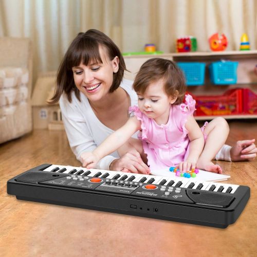  [아마존베스트]M SANMERSEN Kids Keyboard with Microphone, Kids Piano Keyboard for Beginners Electronic Piano with MP3 Function/ Audio Cable/ 16 Tones/ 49 Keys Music Toy Keyboards for Boys Girls A