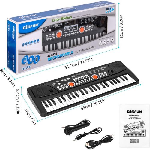  [아마존베스트]M SANMERSEN Kids Keyboard with Microphone, Kids Piano Keyboard for Beginners Electronic Piano with MP3 Function/ Audio Cable/ 16 Tones/ 49 Keys Music Toy Keyboards for Boys Girls A