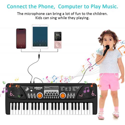  [아마존베스트]M SANMERSEN Kids Keyboard with Microphone, Kids Piano Keyboard for Beginners Electronic Piano with MP3 Function/ Audio Cable/ 16 Tones/ 49 Keys Music Toy Keyboards for Boys Girls A