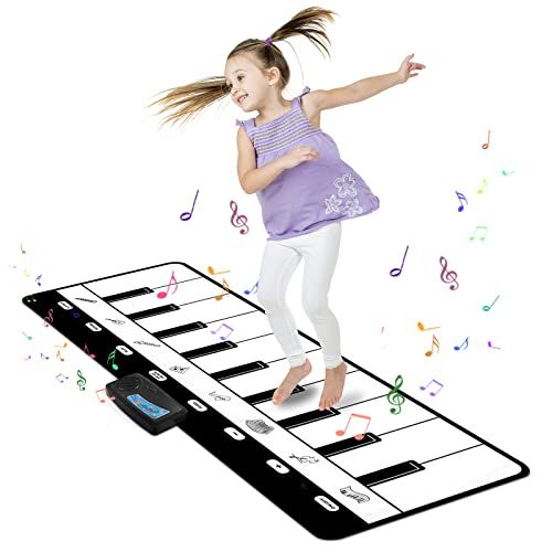  [아마존베스트]M SANMERSEN Piano Mat for Kids 43“ Piano Keyboard Mat Floor Piano Mat with Play, Record, Playback, Demos Educational Musical Toys for Boys Girls