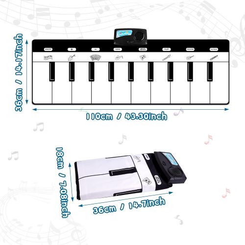  [아마존베스트]M SANMERSEN Piano Mat for Kids 43“ Piano Keyboard Mat Floor Piano Mat with Play, Record, Playback, Demos Educational Musical Toys for Boys Girls