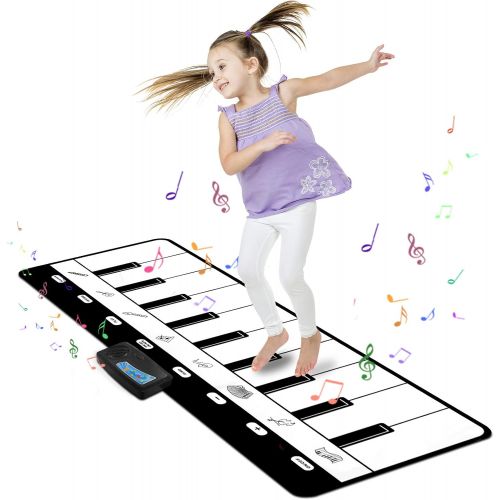  [아마존베스트]M SANMERSEN Piano Mat for Kids 43“ Piano Keyboard Mat Floor Piano Mat with Play, Record, Playback, Demos Educational Musical Toys for Boys Girls