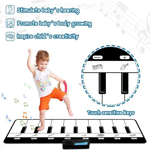  [아마존베스트]M SANMERSEN Piano Mat for Kids 43“ Piano Keyboard Mat Floor Piano Mat with Play, Record, Playback, Demos Educational Musical Toys for Boys Girls