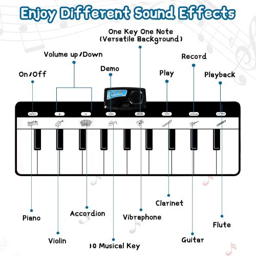  [아마존베스트]M SANMERSEN Piano Mat for Kids 43“ Piano Keyboard Mat Floor Piano Mat with Play, Record, Playback, Demos Educational Musical Toys for Boys Girls